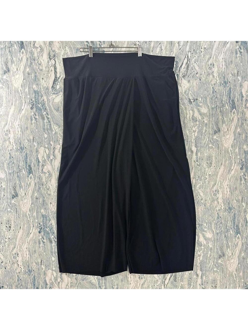 Minimalist boho lagenlook black wide-leg parachute lounge pants (XL)
